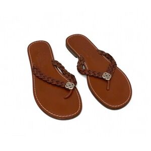 Brighton Aisha Brown Thong Flip‎ Flop Sandals Braided Made In Italy Women's 10 M